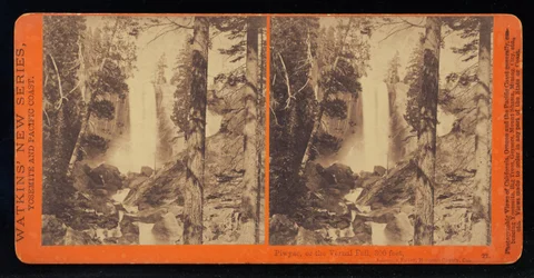 Piwyac oder der Vernal Fall bei Niedrigwasser, 300 Fuß, Yosemite-Tal, Mariposa County, Kalifornien